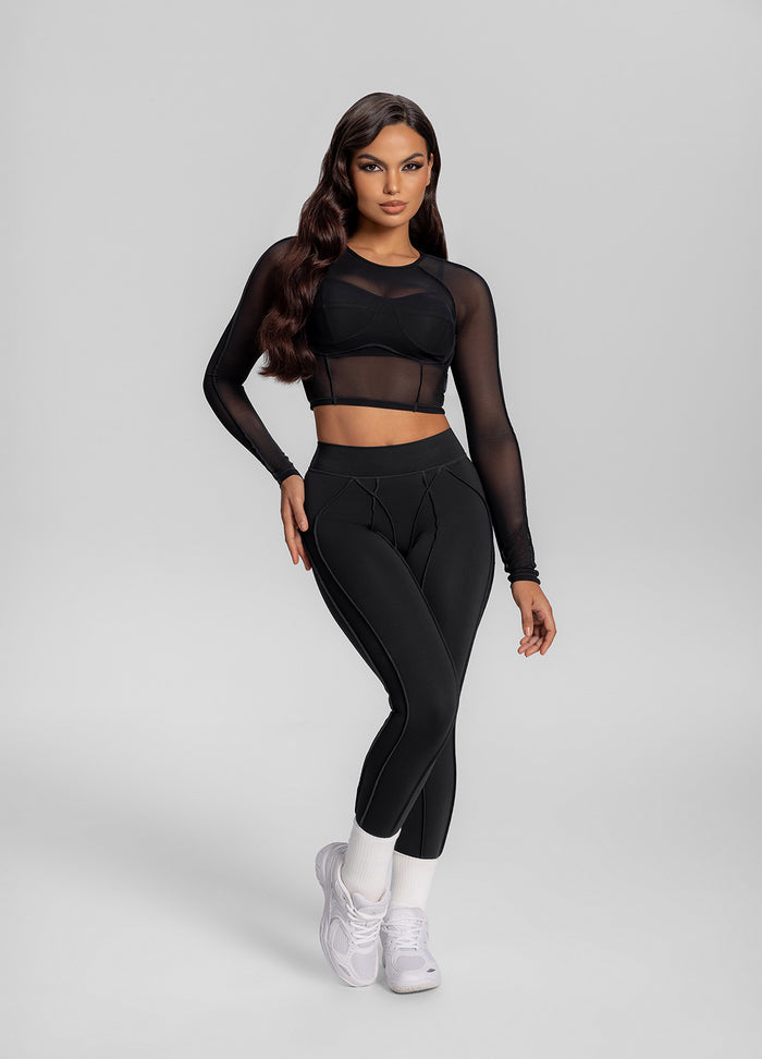 Contoured Sheer Long Sleeve Crop