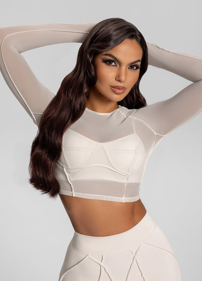 Contoured Sheer Long Sleeve Crop