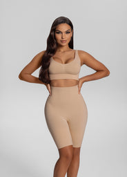 Seamless Mid-Thigh Tummy-Control Butt-Lifting Sculpting Shorts