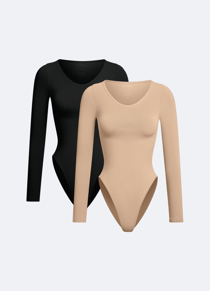 Seamless Long Sleeve Tummy-Control Full Body Shaper Bodysuits Duo