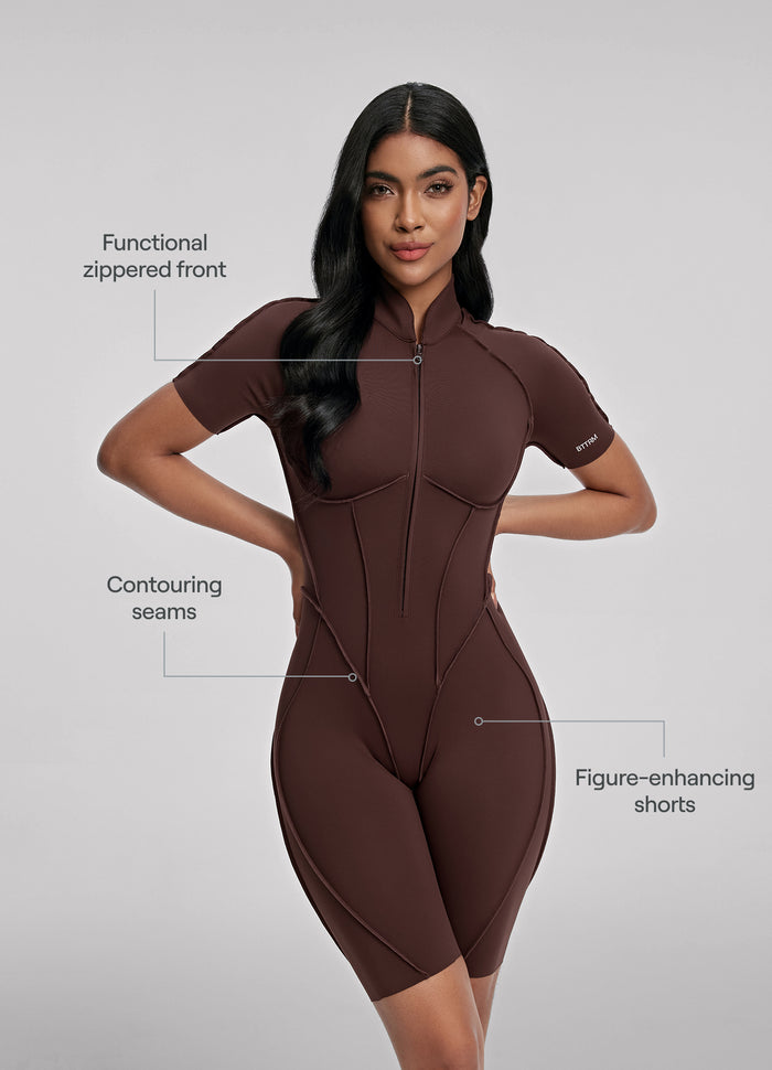 Catsuit a Schiena Chiusa con Pantaloncini