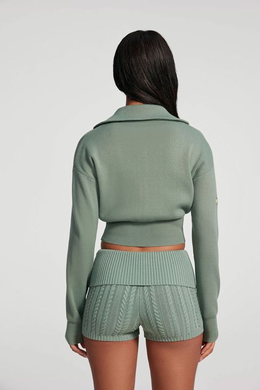 Knit Cropped Zip-Up Jacket