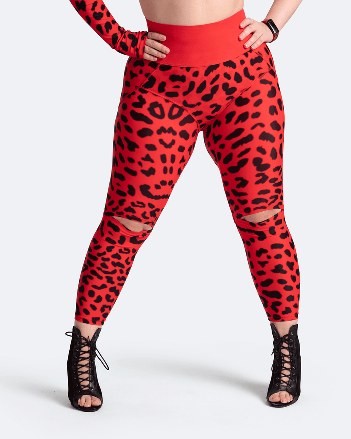 Hochgeschnittene Leggings mit Knieschlitzen