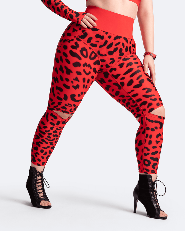 Hochgeschnittene Leggings mit Knieschlitzen