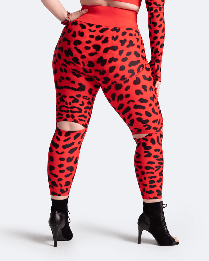 Hochgeschnittene Leggings mit Knieschlitzen