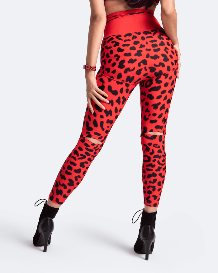 Hochgeschnittene Leggings mit Knieschlitzen