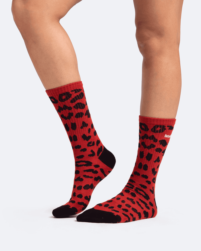 Meias de algodão com estampa de leopardo