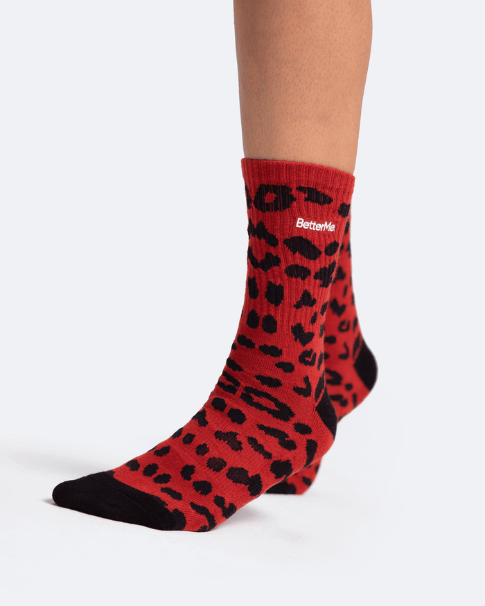 Meias de algodão com estampa de leopardo