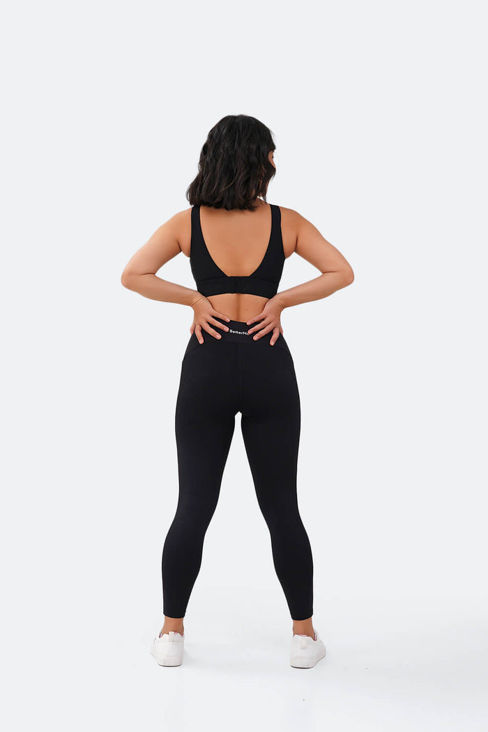 Leggings 7/8 a vita alta in nero